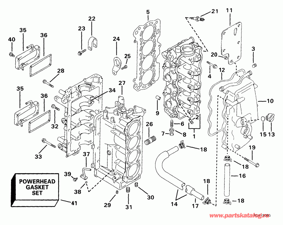 ��������� ��������� Evinrude E70PL4EEC 1999  - linder & Crankcase - linder & ������ ���������