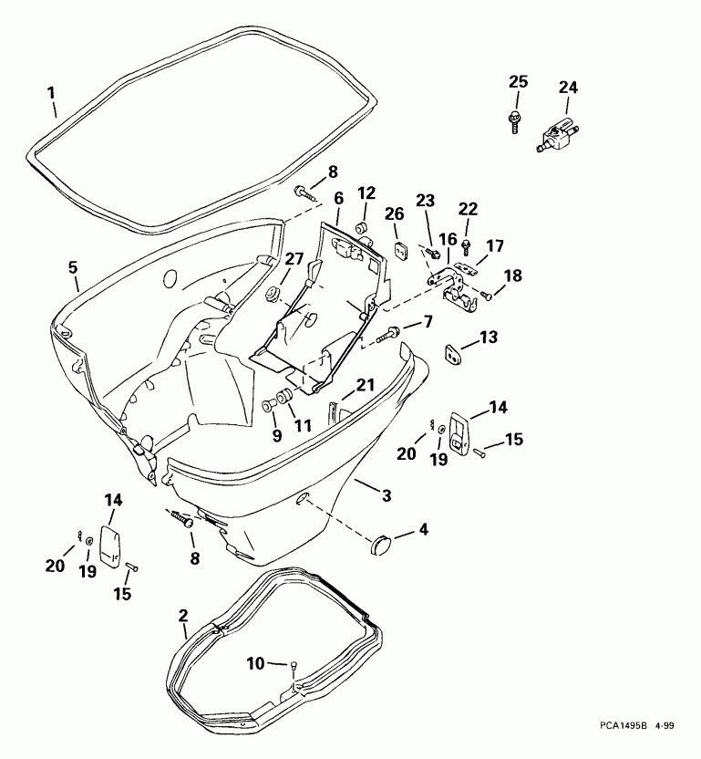 ��������� Evinrude E70PL4EEC 1999  - wer ������ ��������� (�����) - wer Engine Cover