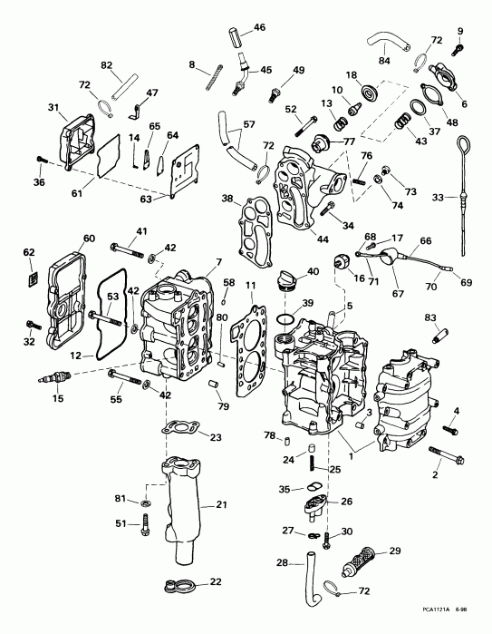 ��������� �������� ����� Evinrude E8R4EEM 1999  - linder & Crankcase - linder & ������ ���������
