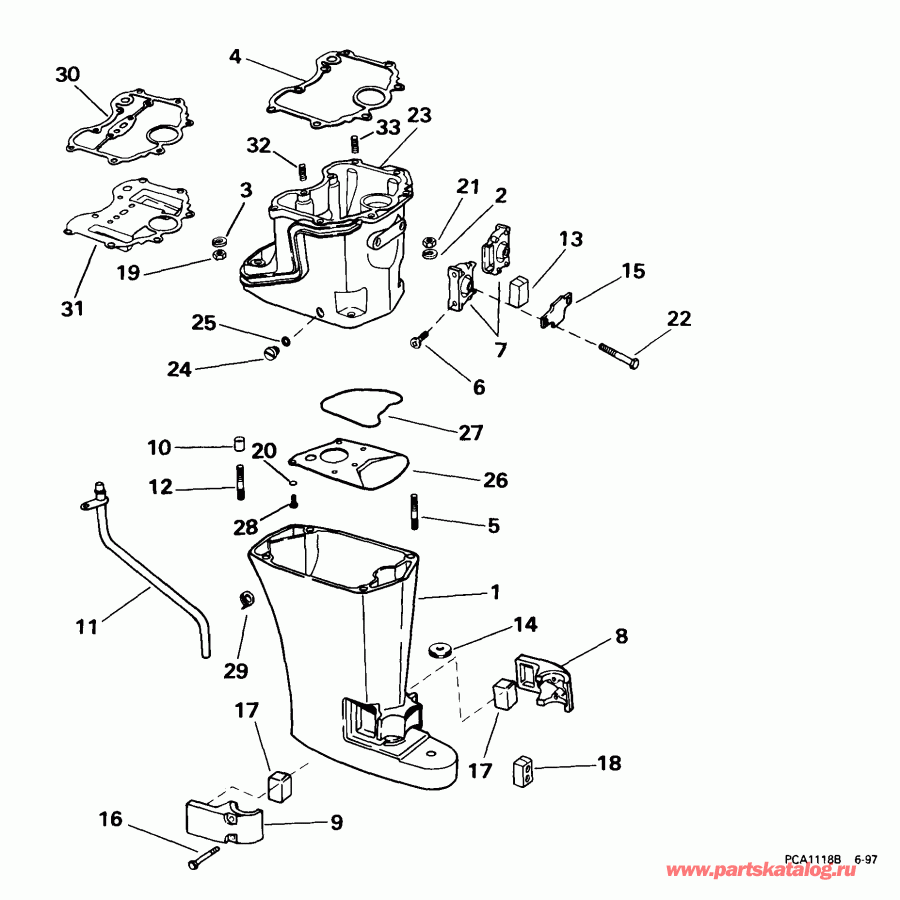 �������� ��������� ����� EVINRUDE E8R4EEM 1999  - haust Housing - haust ������