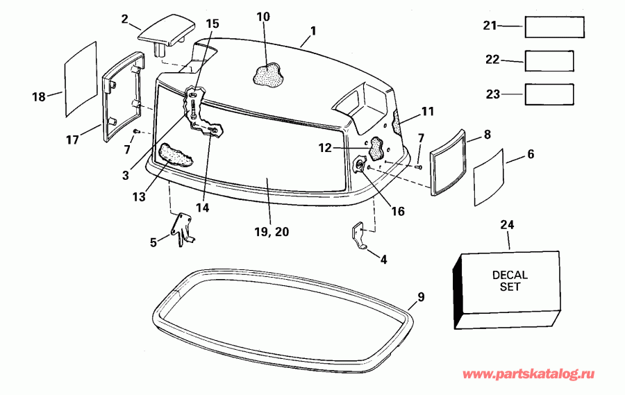 �������� ����� EVINRUDE BE30BASSR Rope Start, Tiller, 15 IN. sha  - gine Cover - gine ������