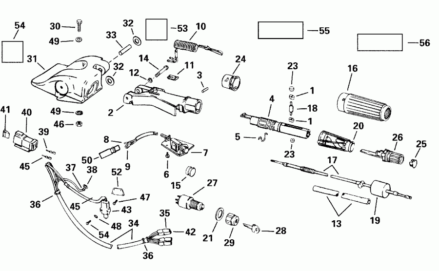 ��������� ����� Evinrude BE35KSSB 3 Cyl, Rope Start, Tiller, 15 I  - ee������ � ������������� Handle