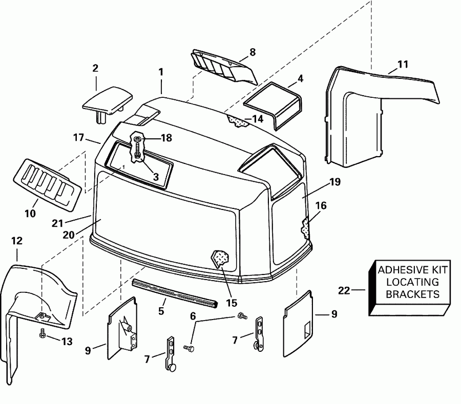 ��������� ��������� Evinrude E105WRYSSC Commercial, Rope Start, 22.5   - gine Cover
