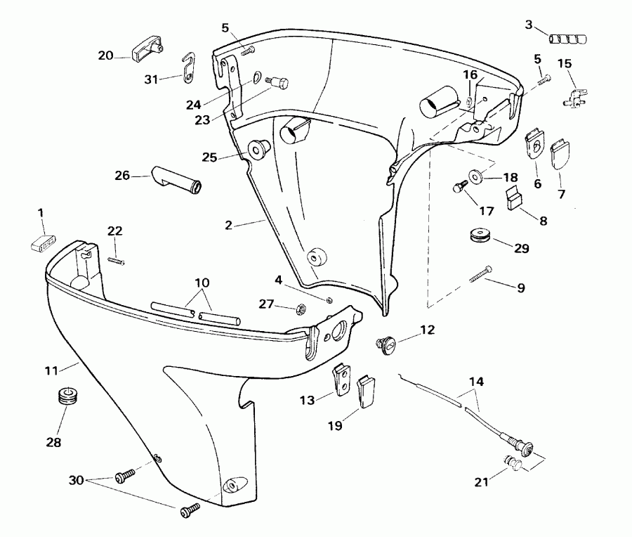 ����� EVINRUDE E10RL4SSE 4-Stroke, Rope Start, Tiller,   - wer ������ ��������� (�����) / wer Engine Cover