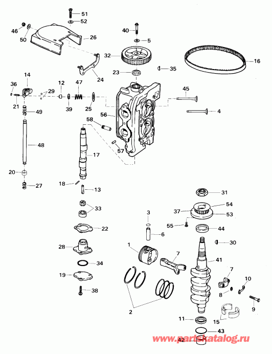 ��������� EVINRUDE E10RV4SSS 4-Stroke, Rope Start, Tiller,   - linder Head & Crankshaft - linder Head & ��������