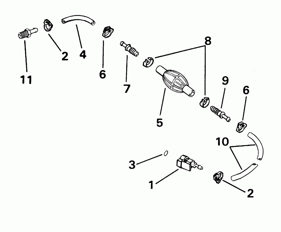 �������� ����� EVINRUDE E15EL4SSE 4-Stroke, Elec. Start, 20 IN s  - el Hose & Primer Bulb - el ����� & ��������� �����
