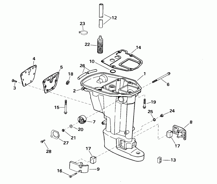  EVINRUDE E15RL4SSE 4-Stroke, Rope Start, Tiller,   - haust ������ - haust Housing