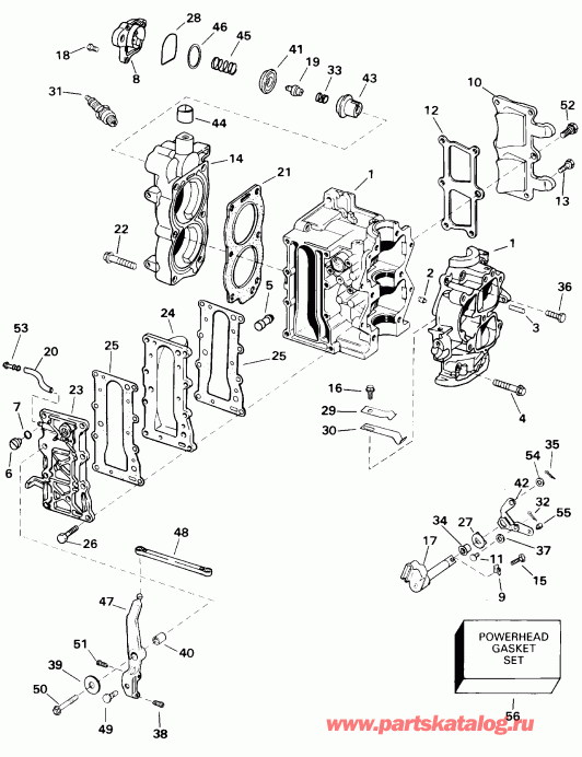 �������� ����� ������� E15WRLSSC Commercial, Rope Start, Tiller  - linder & Crankcase
