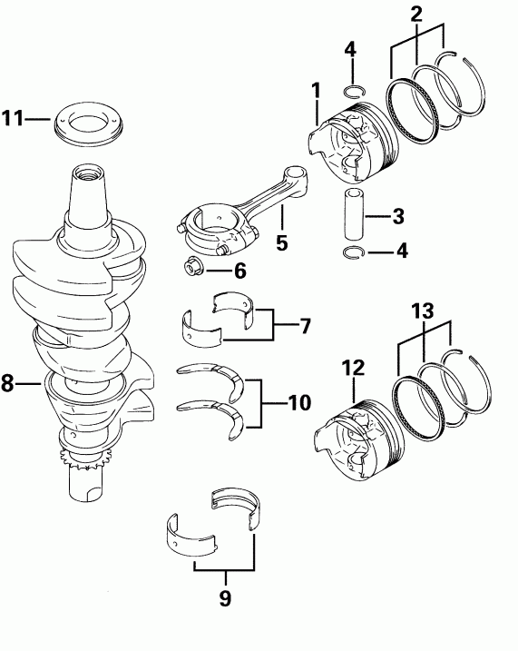 �������� ����� ������� E25TE4SSS 4-Stroke, Elec. Start, Tiller,  - ank��� - ankshaft