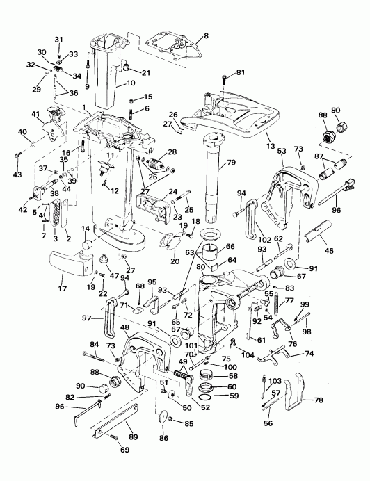 ��������� �������� ����� Evinrude E25WRLSSC Commercial, Rope Start, 20 IN.  - dsection / dsection