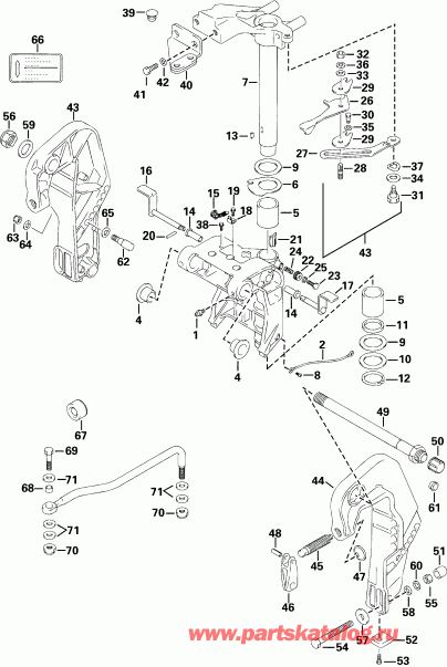 ��������� �������� ����� EVINRUDE E30RL4SSS 4-Stroke, Rope Start, Tiller,   - ern & ���������� ��������� - ern & Swivel Bracket