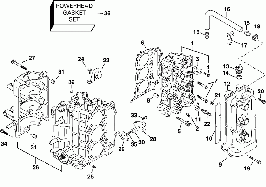 ��������� ����� ������� E40PL4SSC 4-Stroke, Elec Start, TNT, 20   - linder & Crankcase / linder & ������ ���������