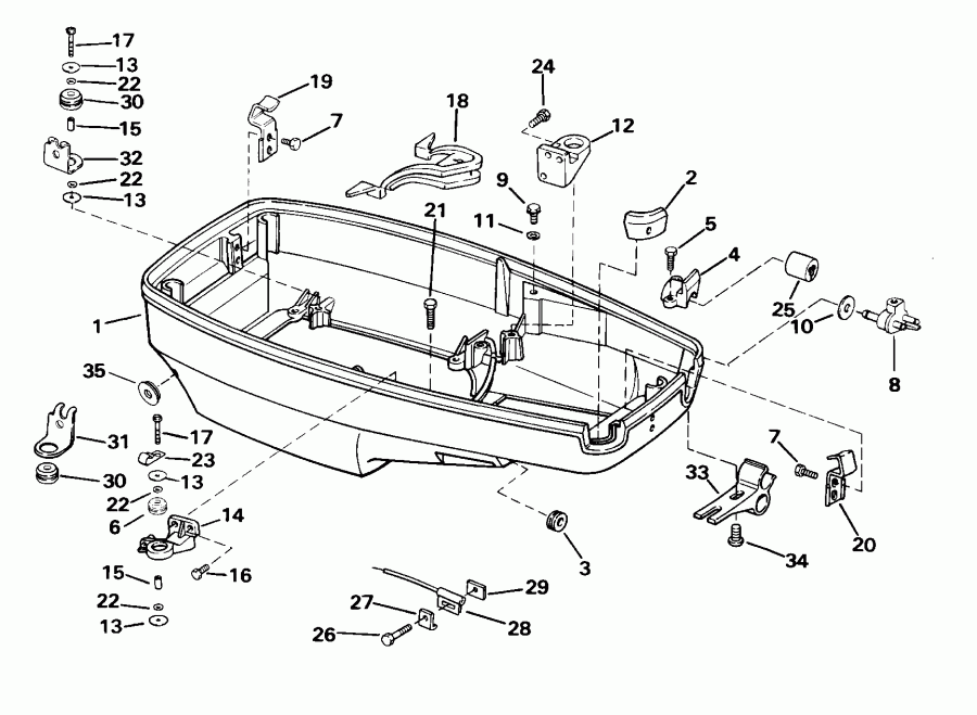 ��������� ����� EVINRUDE E40WRYSSC Commercial, Rope Start, Tiller  - wer Engine Cover / wer ������ ��������� (�����)
