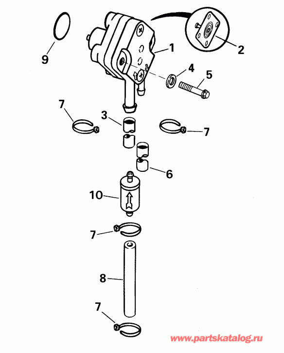 ��������� �������� ����� EVINRUDE E5R4SSB 4-Stroke, Rope Start, Tiller, 15  - el �����