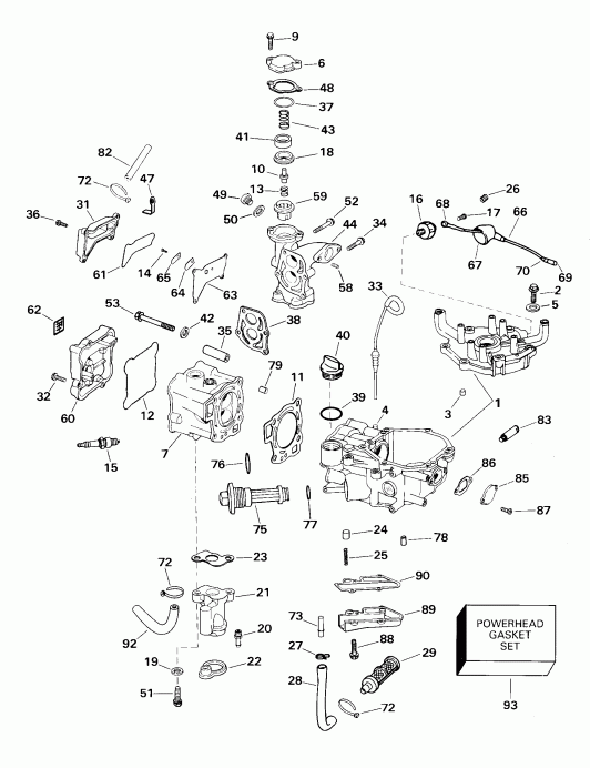 �������� ����� Evinrude E5RL4SSB 4-Stroke, Rope Start, Tiller, 2  - linder And Crankcase - linder � ������ ���������
