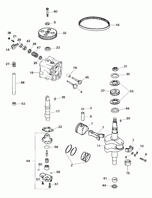  ������� E6RL4SSB 4-Stroke, Rope Start, Tiller, 2  - linder Head � �������� - linder Head And Crankshaft