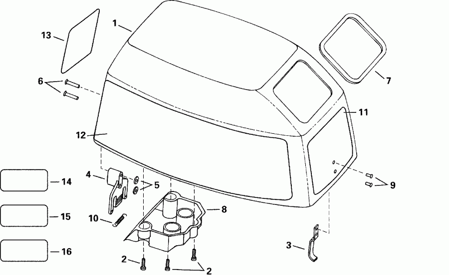 �������� ����� Evinrude E8DRSSM Rope Start, Tiller, 15 IN. shaft  - gine ������ / gine Cover