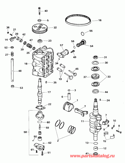  EVINRUDE E8R4SSB 4-Stroke, Rope Start, Tiller, 15  - linder Head And Crankshaft / linder Head � ��������