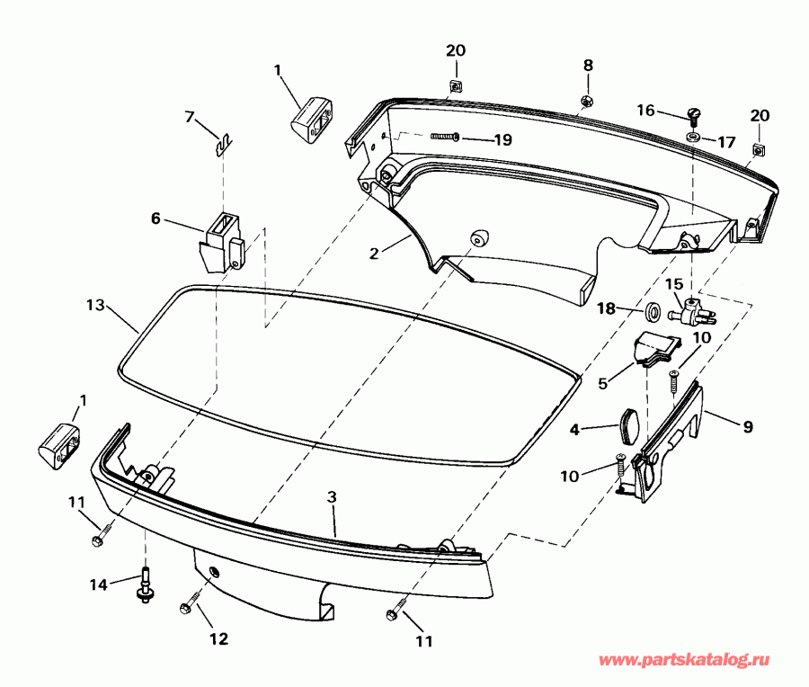 ��������� ����� EVINRUDE E8WRLSSC Commercial, Rope Start, Tiller,  - wer ������ ��������� (�����) - wer Engine Cover