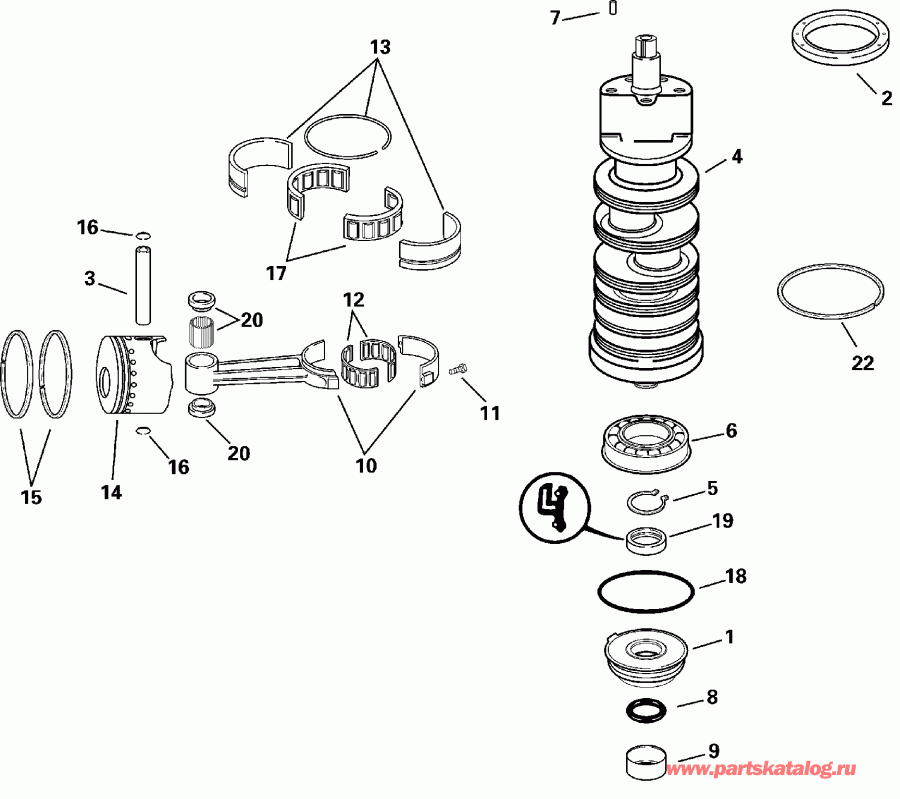��������� ����� ������� E90FPLSSH FFI, Elec Start, TNT, 20 IN. s  - ank��� & ������ / ankshaft & Pistons