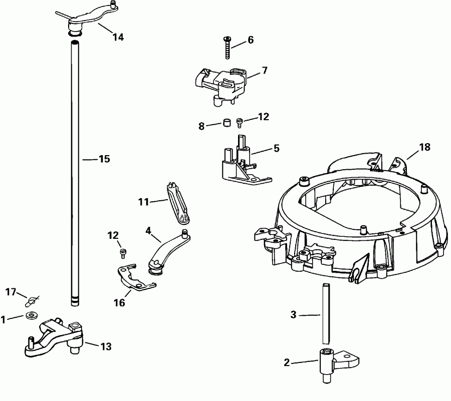 ��������� �������� ����� Evinrude RE115FXSSR FFI, Elec Start, TNT, 25 IN.   - rottle ��������� �������� - rottle Linkage