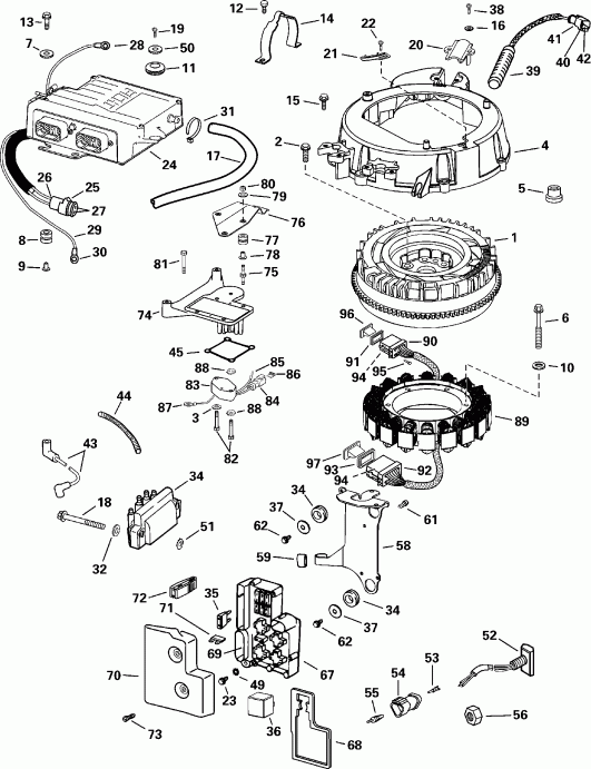 �������� ��������� ����� EVINRUDE RE75FPLSSH FFI, Elec Start, TNT, 20 IN.   - ectrical System - ectrical System