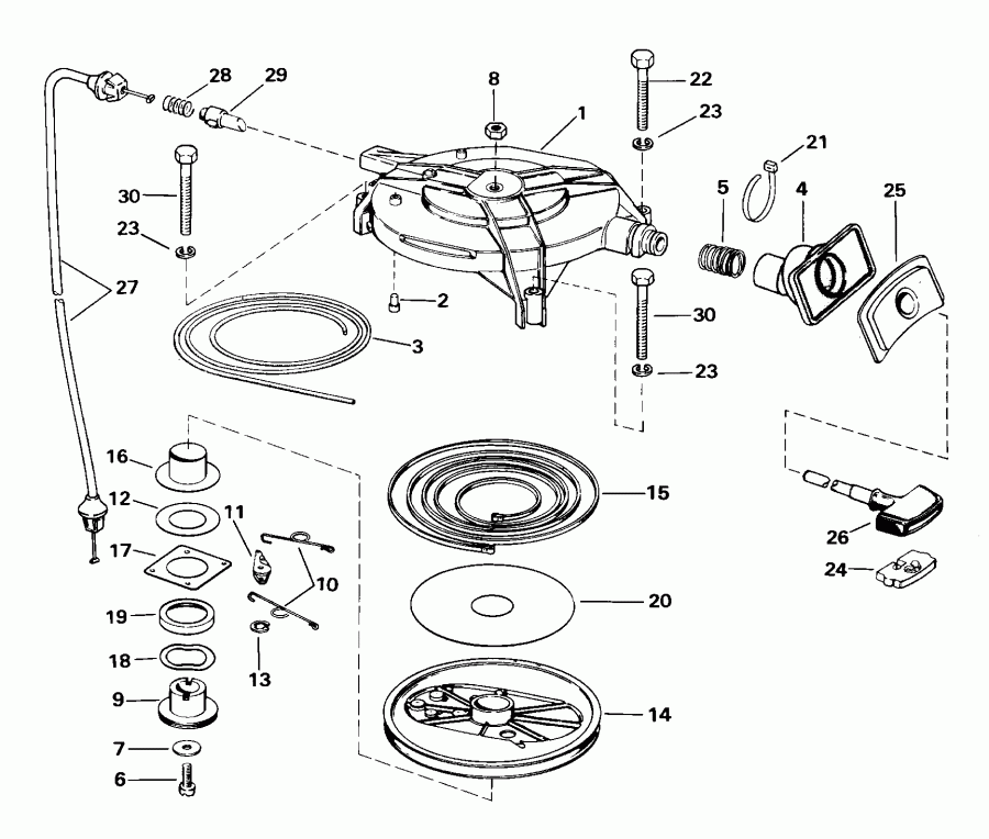 ��������� �������� ����� Evinrude SE25RDSSB Rope Start, Tiller, 15 IN. sha  - wind Starter / wind �������