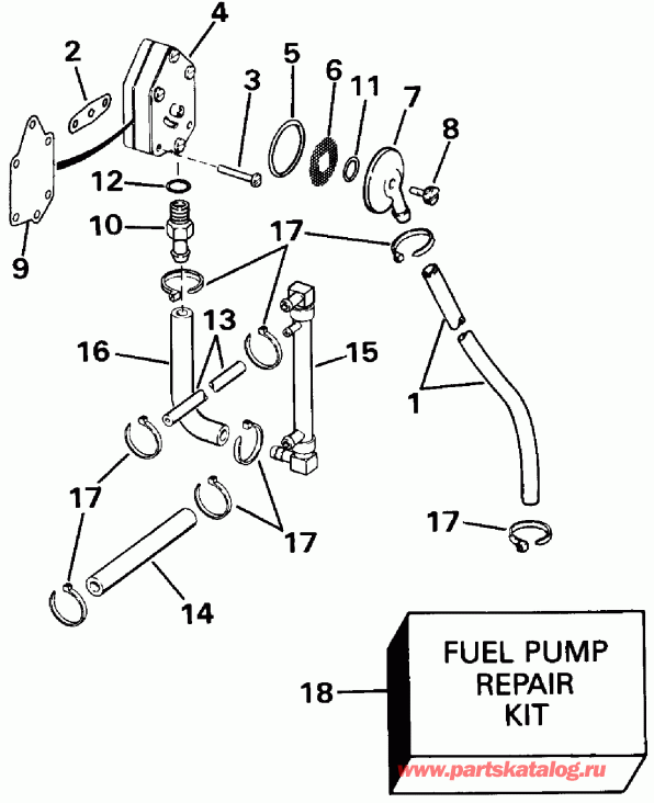 ��������� �������� ����� Evinrude E100STLESB 1990  - 88 Models Late Production