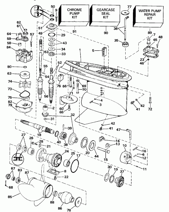 ��������� �������� ����� Evinrude E100WTLESM 1990  - arcase Late Production