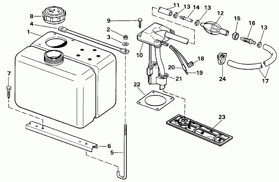 ��������� ��������� EVINRUDE E100WTLESM 1990  - .8 Gallon / 8 ������