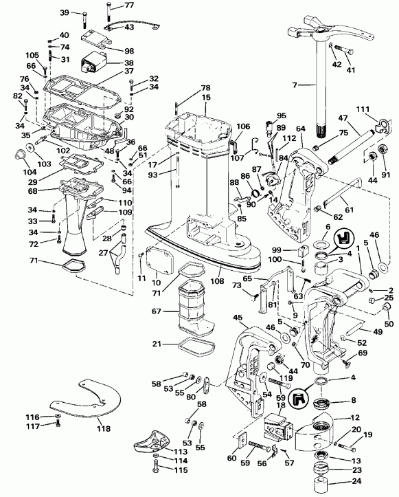 �������� ����� EVINRUDE E125ESXESS 1990  - dsection - dsection