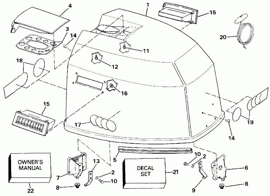 ��������� EVINRUDE E155WTLESM 1990  - gine Cover / gine ������