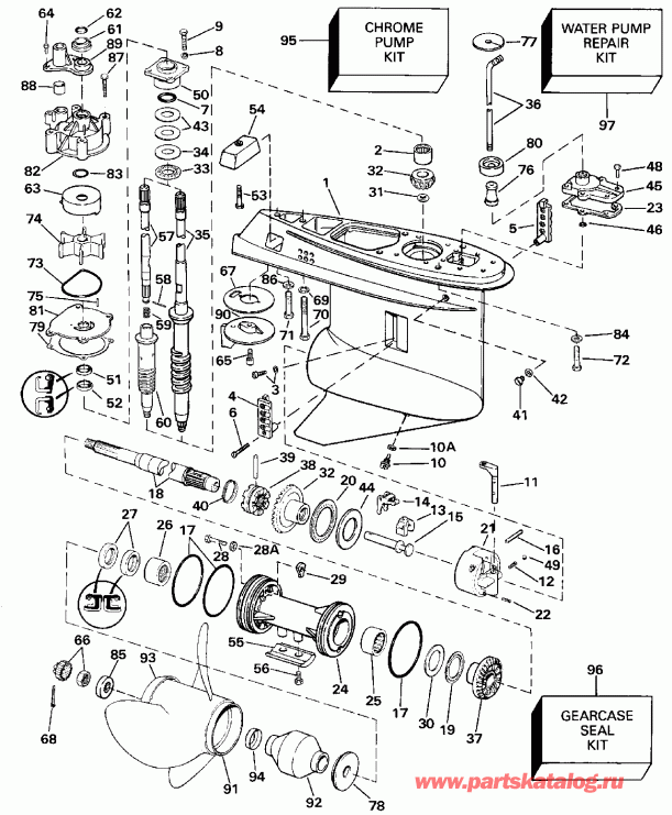�������� ��������� ����� EVINRUDE E155WTLESM 1990  - arcase / arcase
