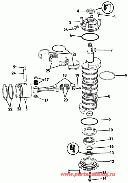 ��������� ������� E175TXESE 1990  - ank��� & ������� / ankshaft & Piston
