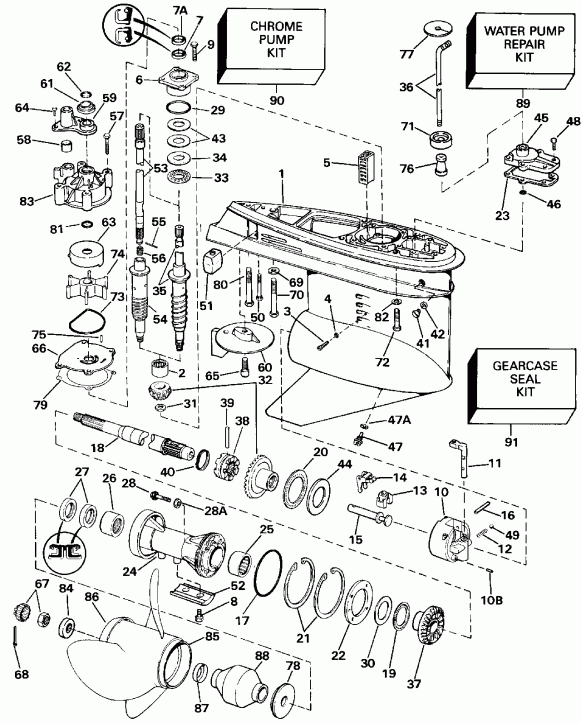��������� Evinrude E185ESXESS 1990  - Standard Rotation Early Production - �������� Rotation Early P����uction