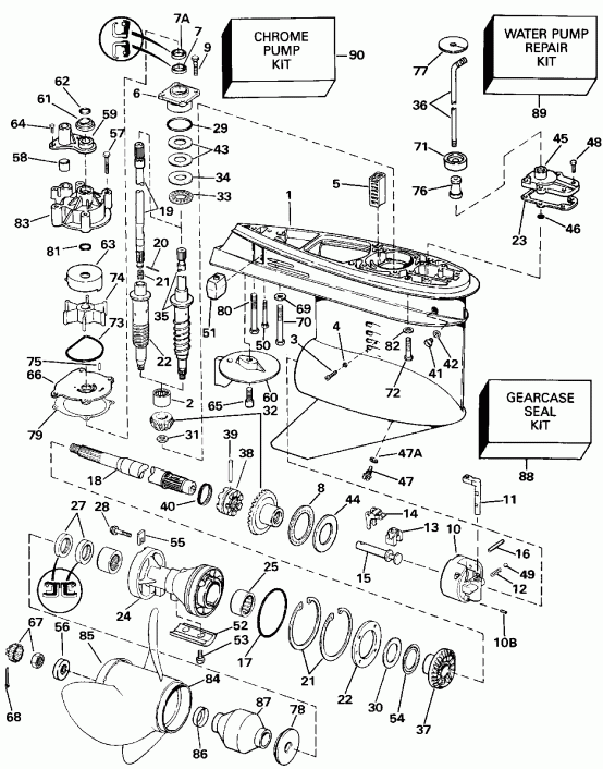 �������� ��������� ����� Evinrude E200STLESE 1990  - �������� Rotation Late P����uction