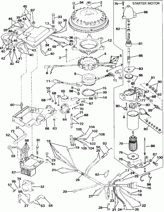 ��������� ����� Evinrude E200TXESM 1990  - nition System & ��������� ��������