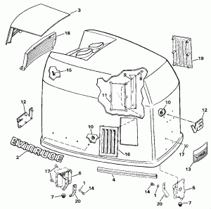 ������ ��������� (�����) - Evinrude - 200 Stl Ve200sl Models (Engine Cover - Evinrude - 200 Stl Ve200sl Models)