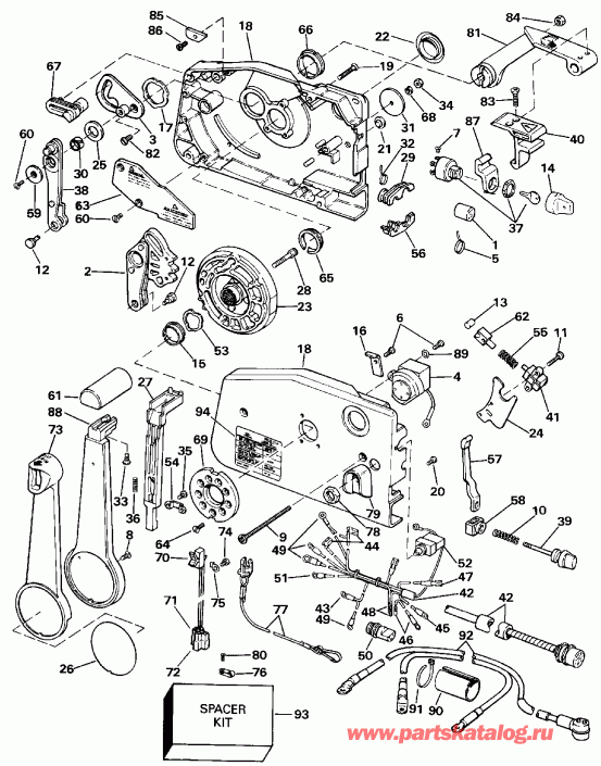����� Evinrude E225PLESS 1990  - mote ���������� / mote Control