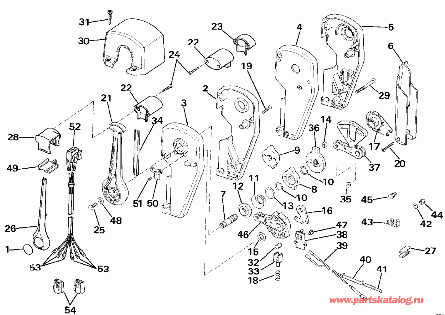 ��������� �������� ����� Evinrude E225PXESS 1990  - Binnacle ���������, Dual �����