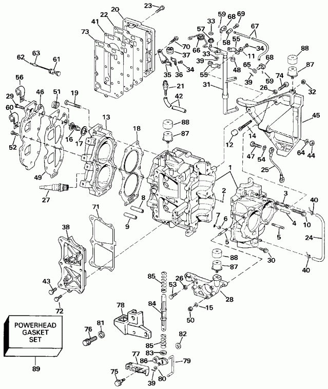 ��������� ������� E25RLESB 1990  - linder & Crankcase - linder & ������ ���������