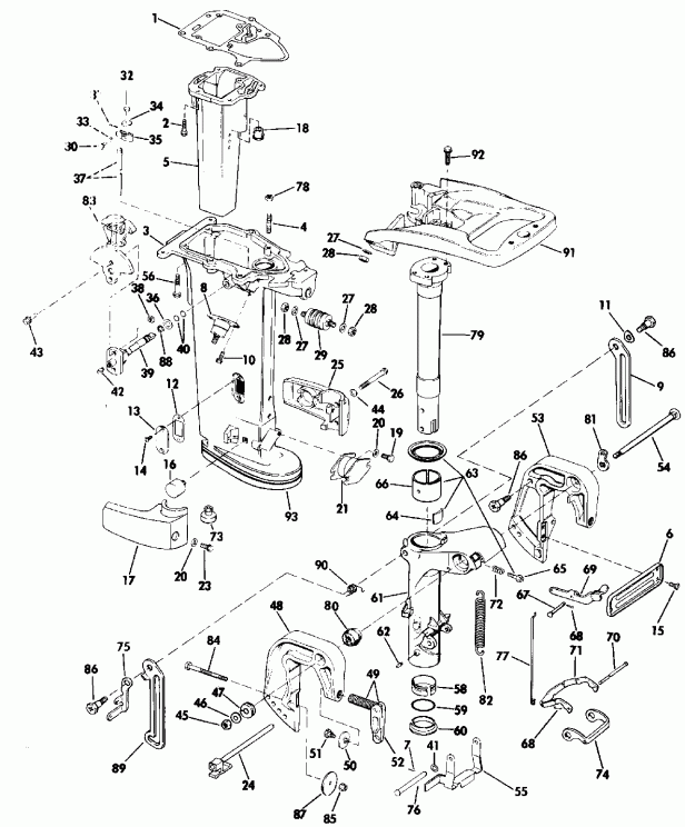 ��������� Evinrude E25RWESA 1990  - dsection - dsection
