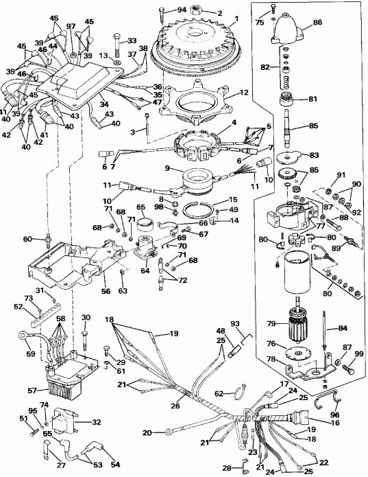 ��������� ����� Evinrude E300CXESB 1990  - nition System & Starter Motor / nition System & ��������� ��������