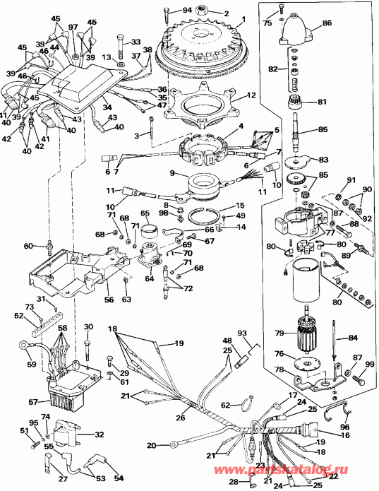 ��������� ����� Evinrude E300PLESB 1990  - nition System & Starter Motor - nition System & ��������� ��������