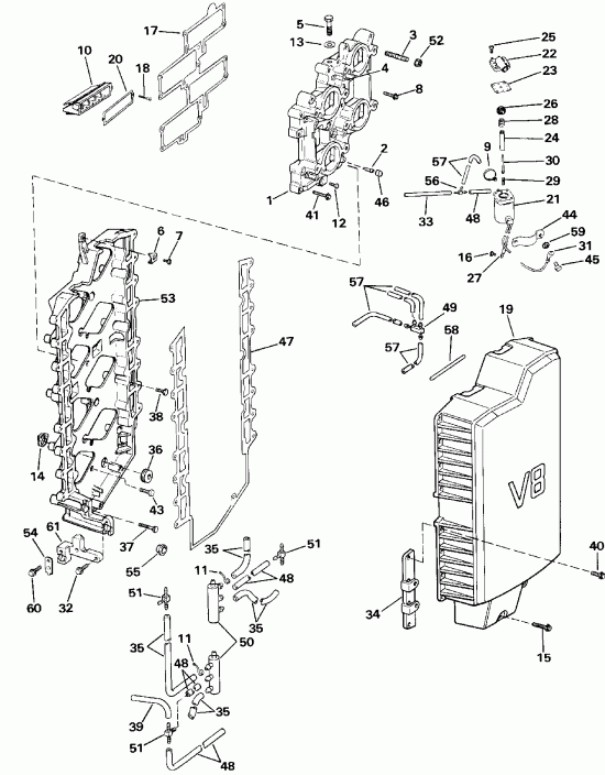 Evinrude E300PLESB 1990  - take Manifold