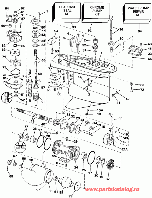  Evinrude E300PXESB 1990  - Standard Rotation - �������� Rotation