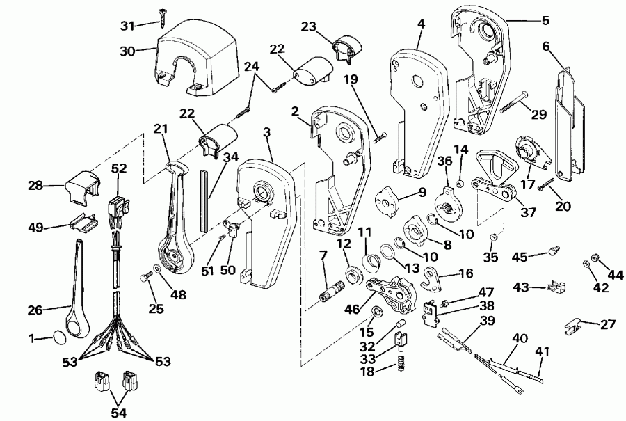 ��������� �������� ����� EVINRUDE E300PXESB 1990  - Binnacle ���������, Dual ����� / Binnacle Mount, Dual Lever