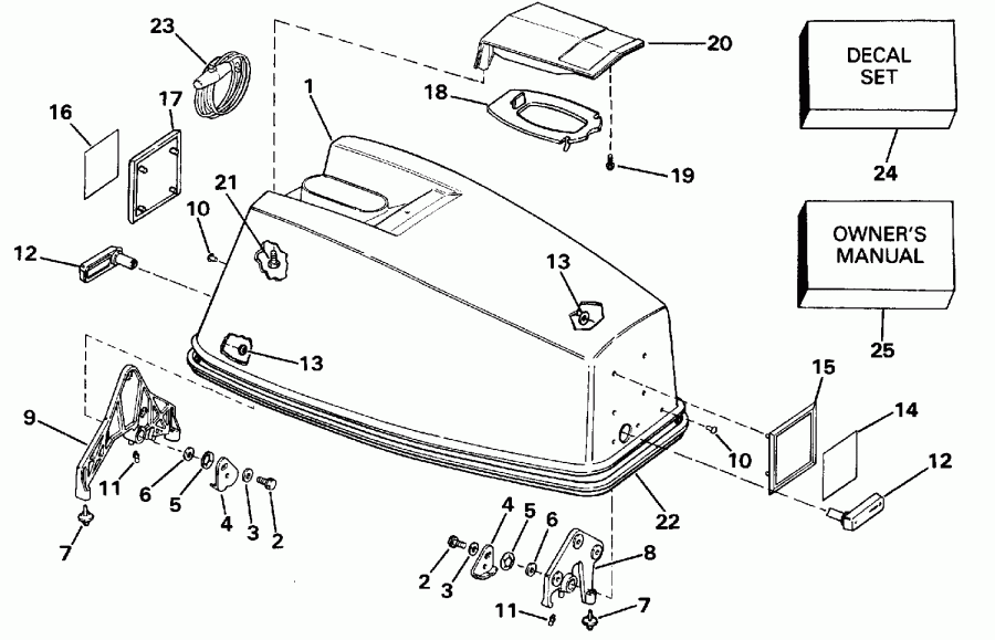 �������� ��������� ����� Evinrude E45WMLESR 1990  - Johnson Electric Start Models