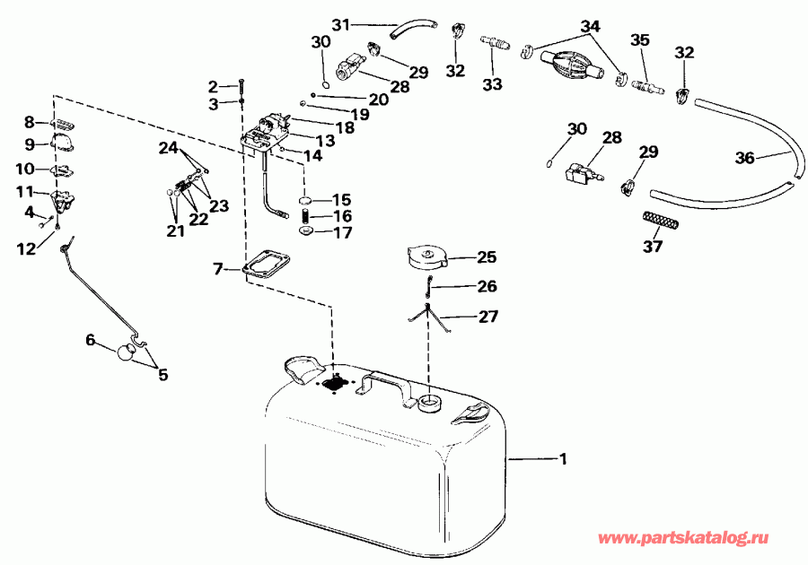 ����� EVINRUDE E45WMLESR 1990  - el Tank With Gauge