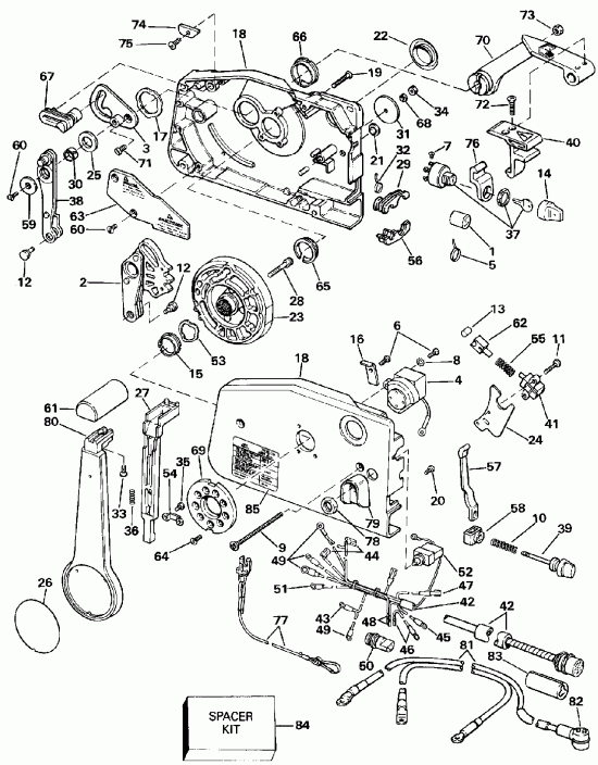 �������� ����� Evinrude E45WMLESR 1990  - mote Control - mote ����������